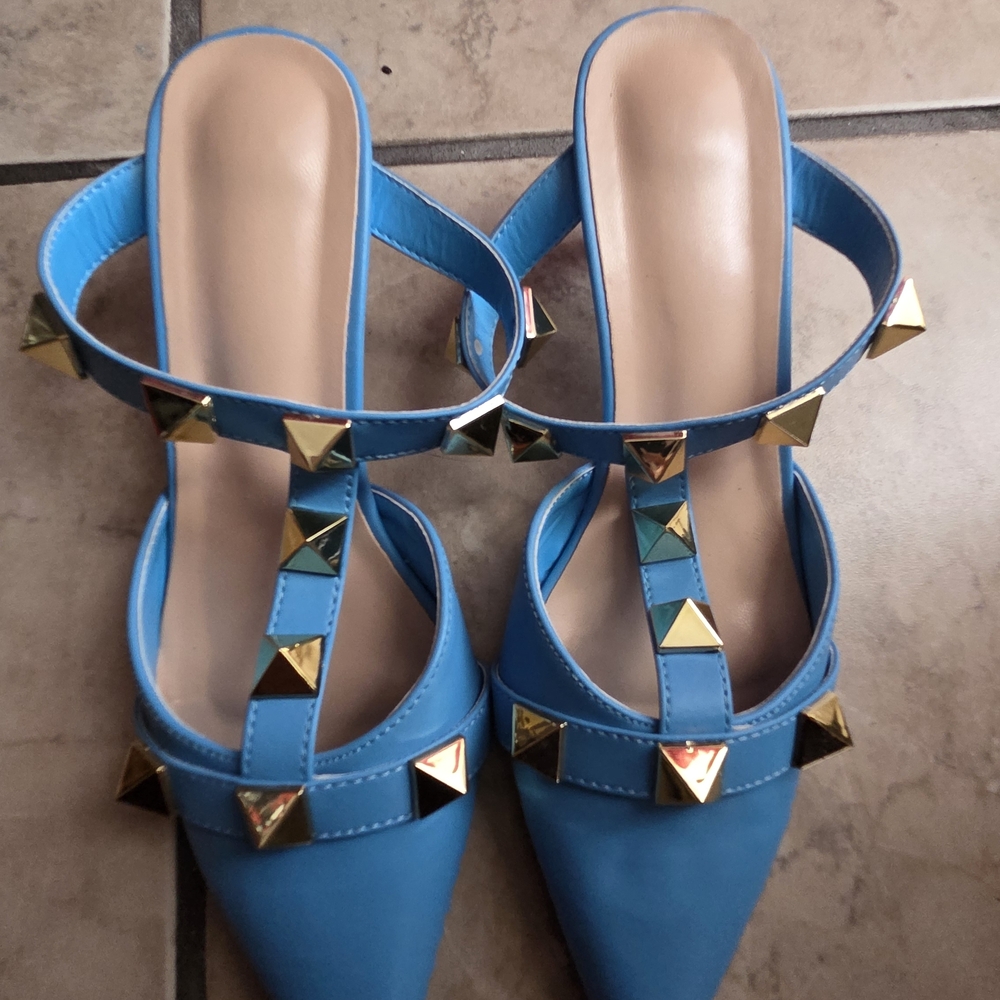 Blue Studded Women's Shoes